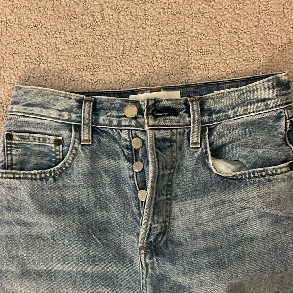 Denim forum straight leg ripped jeans